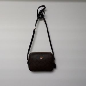 Coach leather signature mini camera bag